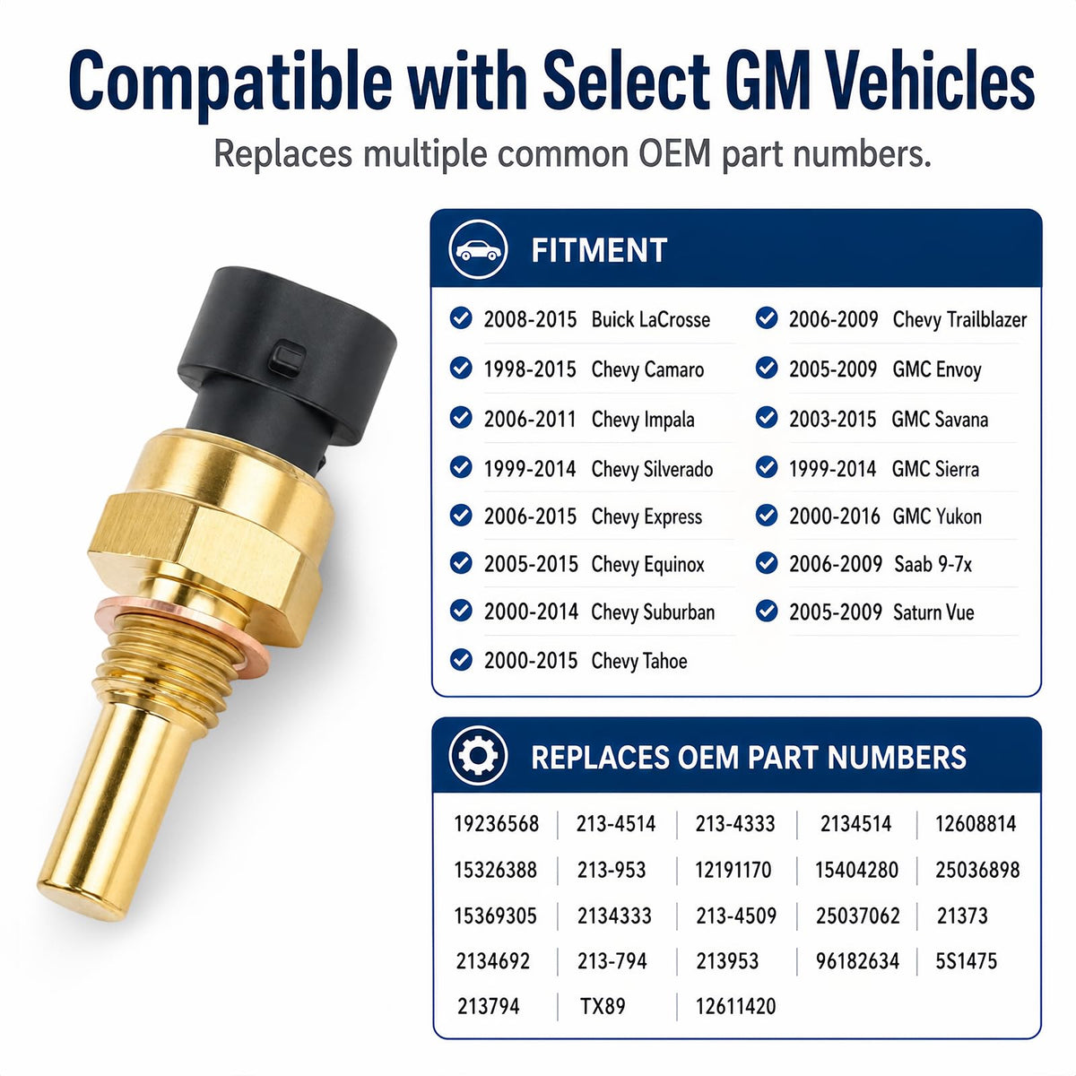 Engine Coolant Temperature Sensor with Pigtail for Chevrolet GMC Silverado
