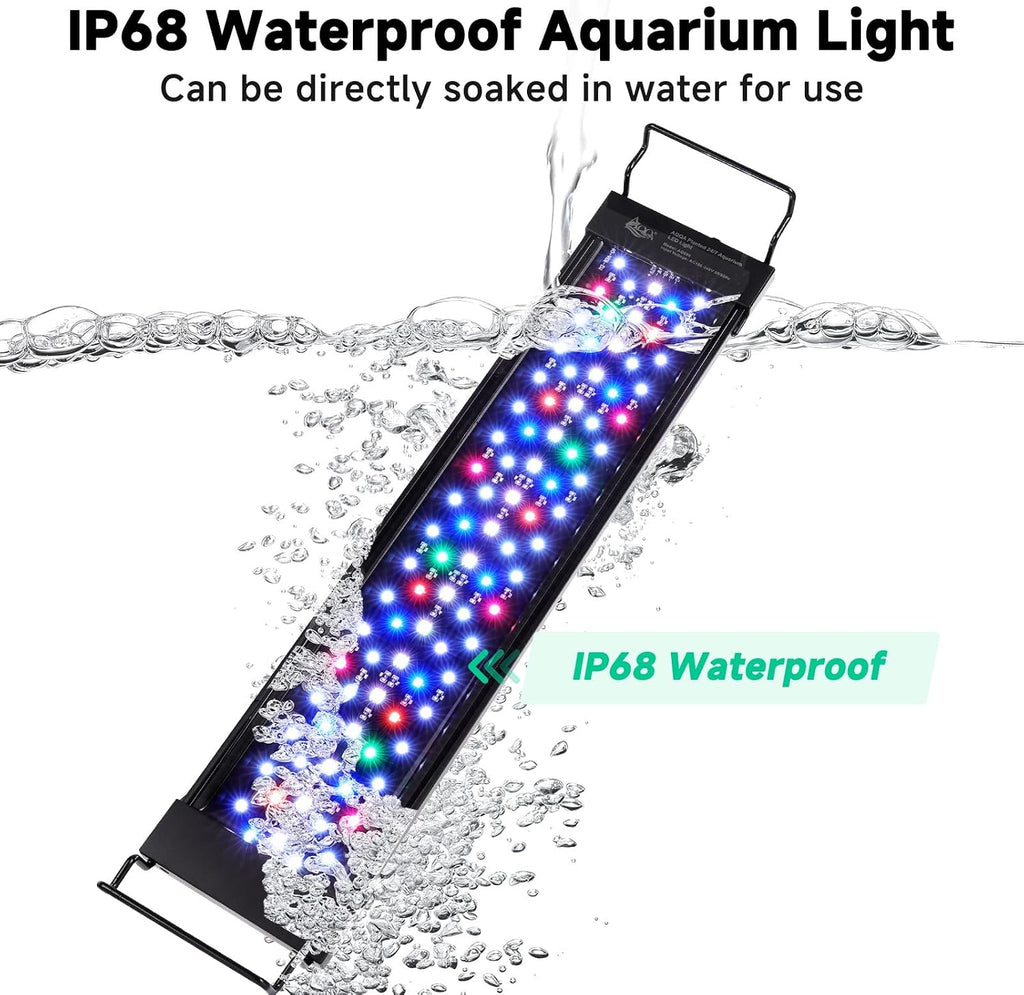 LED Aquarium Light, 24/7 & DIY Mode Full Spectrum Fish Tank Light | Adjustable Timer/Brightness, Extendable Bracket