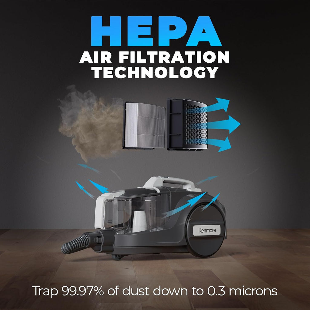 500 Series Bagless Canister Vacuum with Hair Eliminator Brushroll | 2-Motor Cyclonic Technology, HEPA Filtration, 24'
