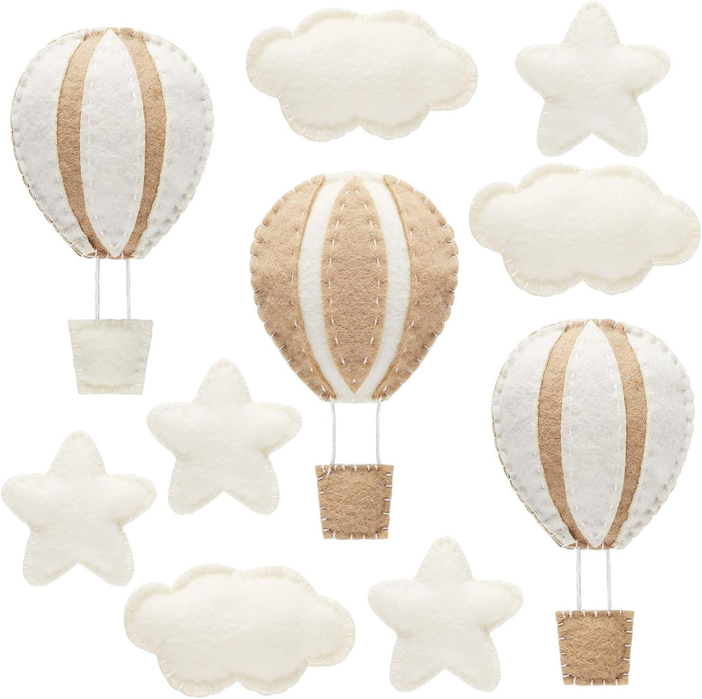 10 Pcs Star Hot Air Balloon and Cloud Nursery Decor Western Wall Decor for Bedroom Mini Felt Clouds Stars Hot Air