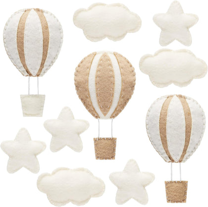 10 Pcs Star Hot Air Balloon and Cloud Nursery Decor Western Wall Decor for Bedroom Mini Felt Clouds Stars Hot Air