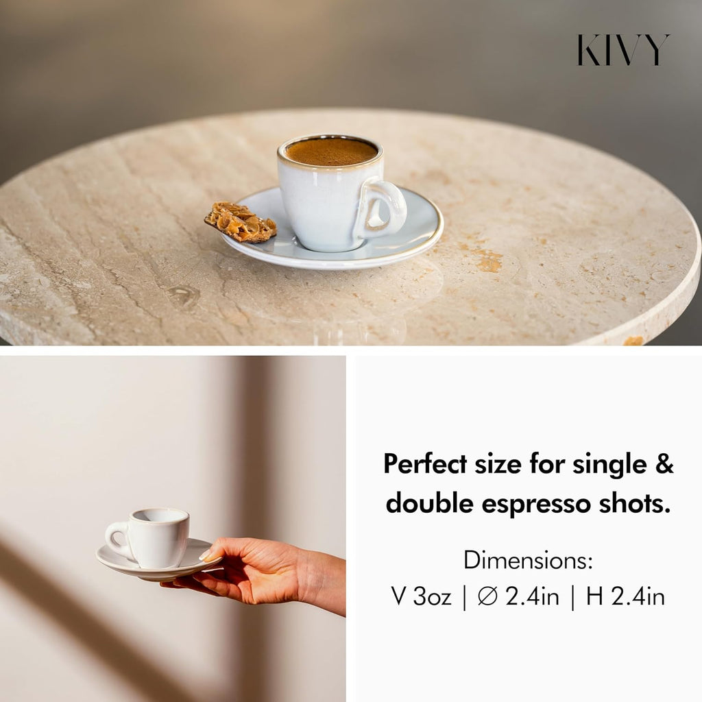 Espresso Cups Set 4x 3oz - Thick Walled Stoneware - Dishwasher Safe