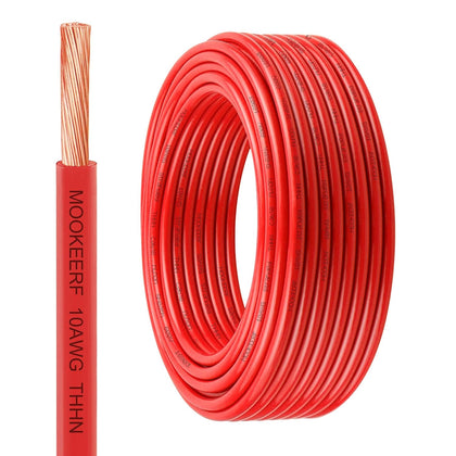 THHN Wire 10 Gauge 50FT - OFC Stranded Copper 10 AWG Electrical Building Wire 600V with Nylon Jacket and PVC