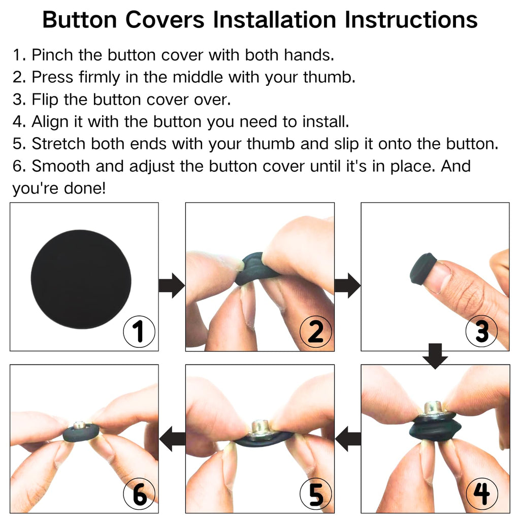18 Pcs Silicone Button Covers White