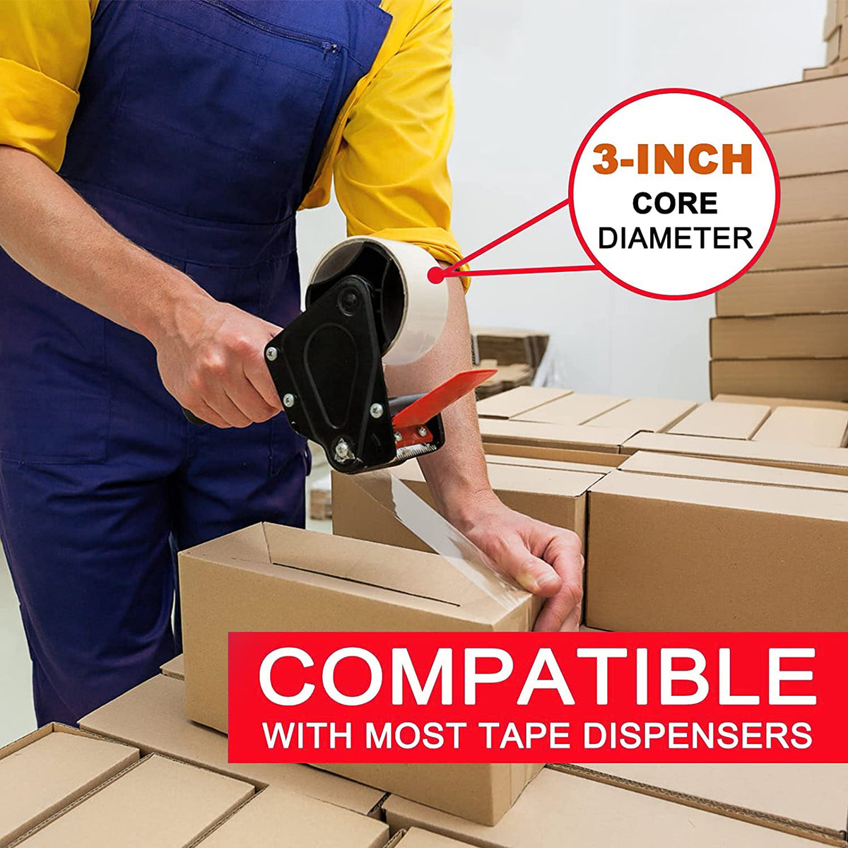 Packing Tape (18 Rolls),2.7mil, Heavy Duty Packaging Tape for Shipping Moving Sealing, 1.88 Inch x 60 yd Per Roll