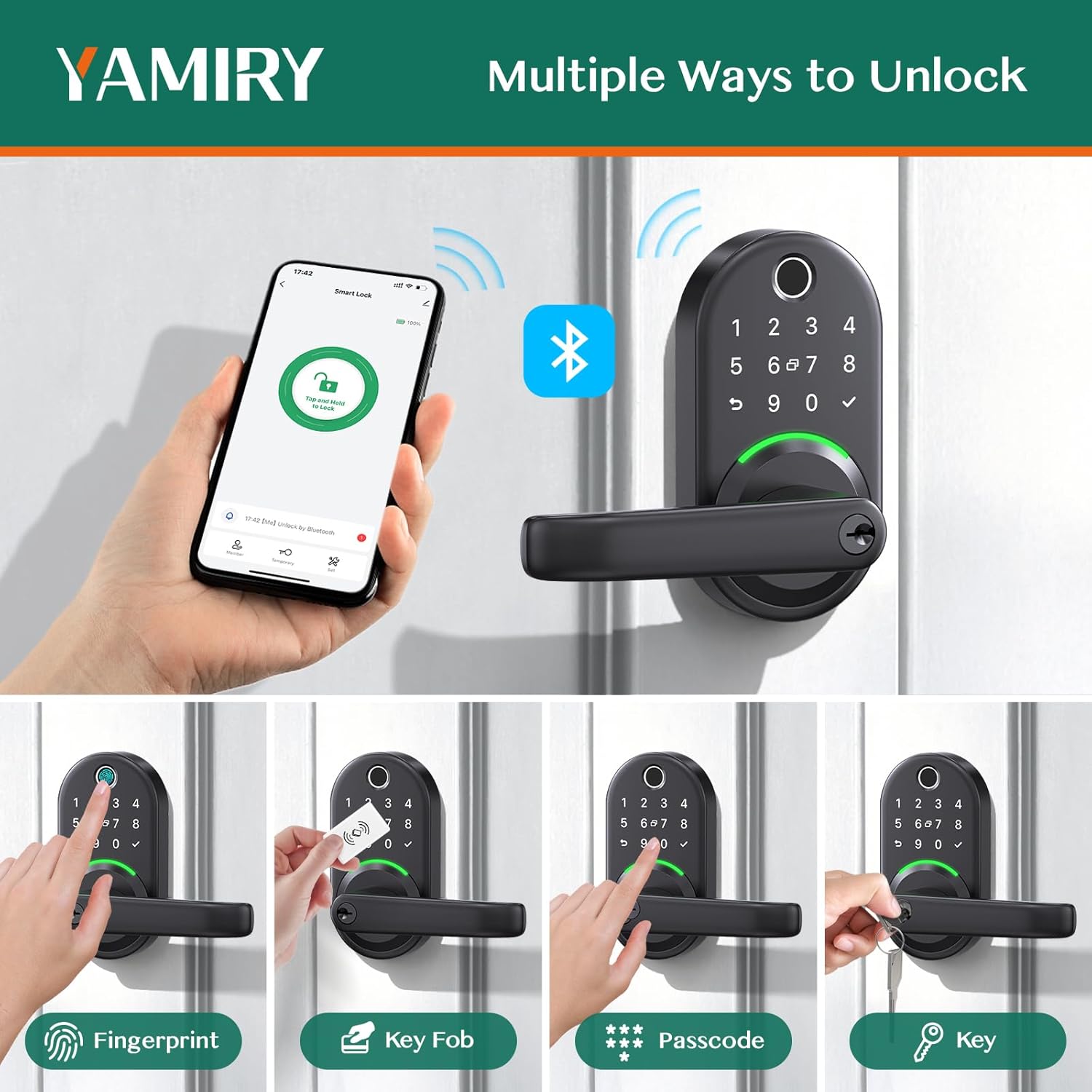 Smart Door Handle Lock with Keypad: Yamiry Fingerprint Smart Knob - Keyless Entry Digital Lock for Front Door