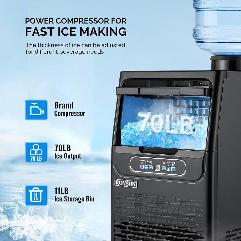 70LBS/24H Countertop Ice Maker with 2 Water Inlets, ETL Certified