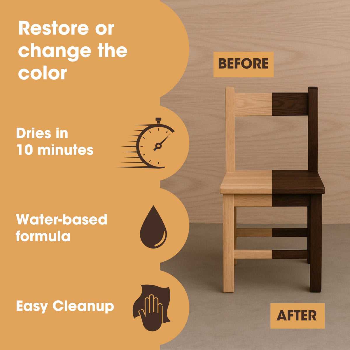 Wood Stain, Water-Based & Fast Drying, Black