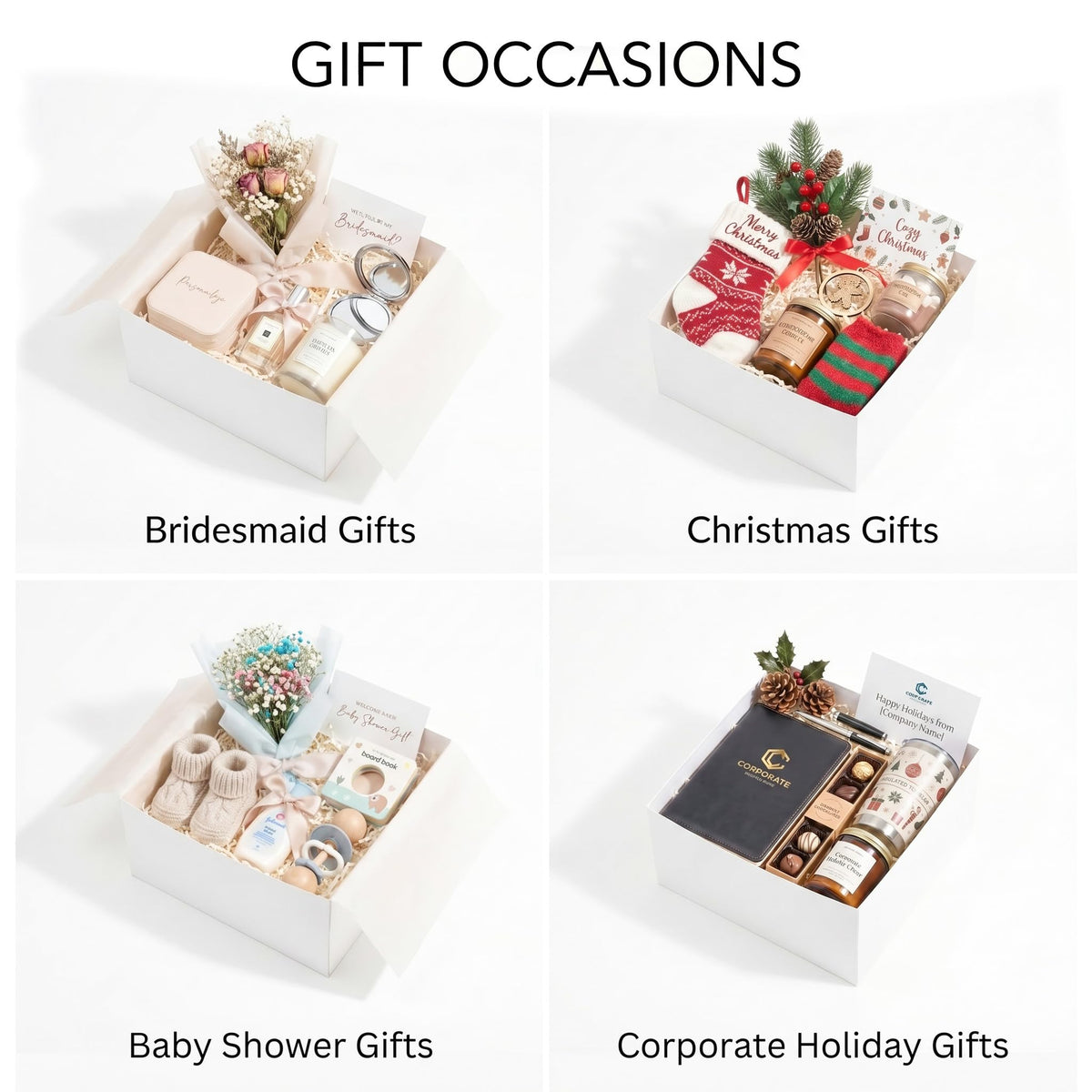 10 Pack 8x8x4 Inch Medium White Gift Boxes with Lids for Presents
