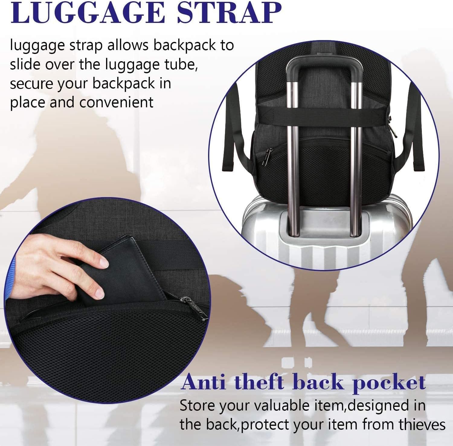 Business Laptop Backpack, 15.6 Inch Travel Laptop Bag Rucksack, Water-Resistant Bag Daypack for Work College Computer