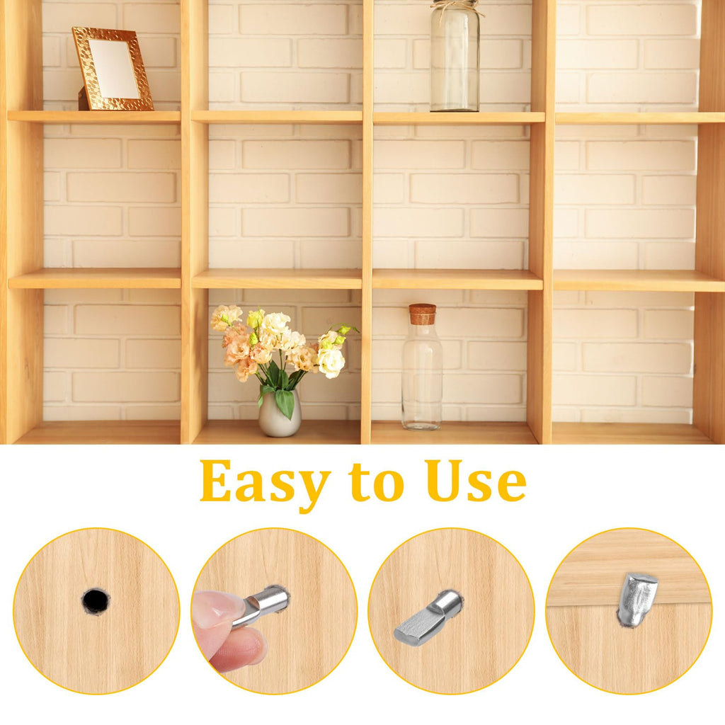 124 Pcs Shelf Pegs Kit, 5 Styles Nickel Shelf pins, Shelf Support Pegs