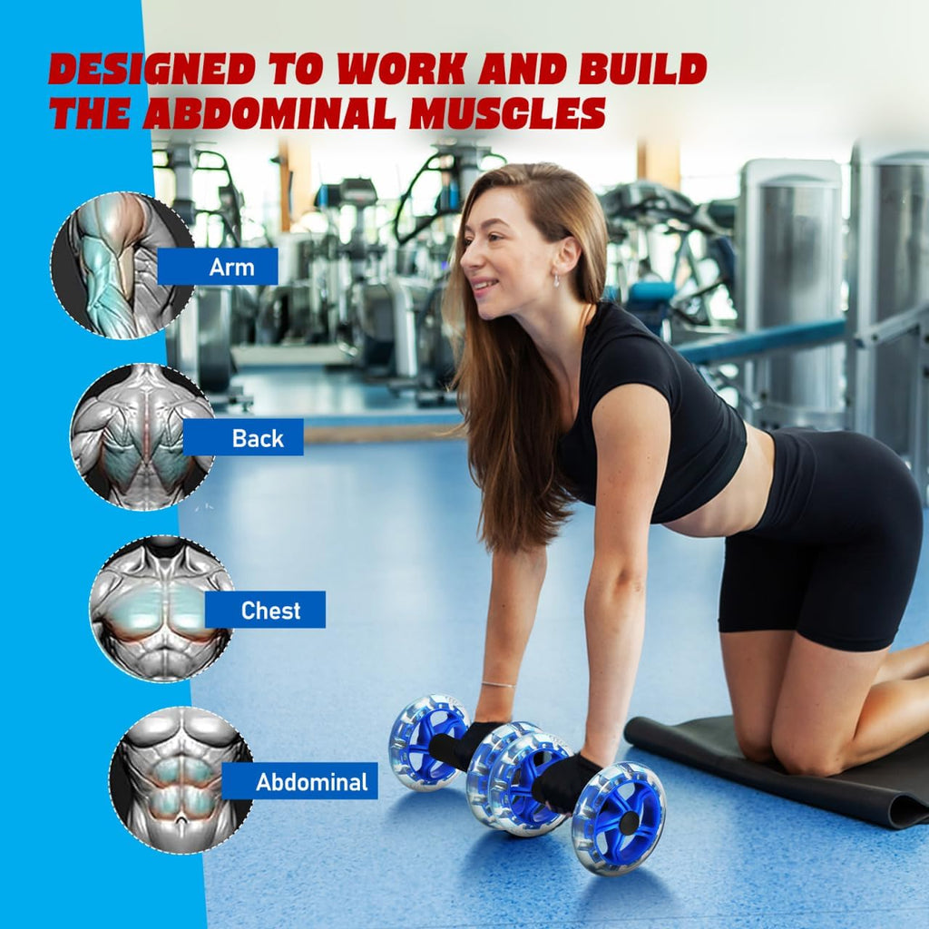 2-Pack Ab Roller Wheel, Dual Abdominal Exercise Equipment for Core Workout, Stable Fitness Training Device with