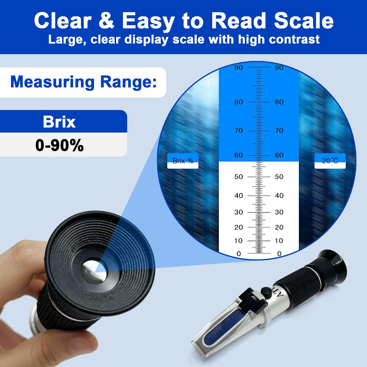0-90% Brix Refractometer for Honey, Maple Syrup, Jam & Juice