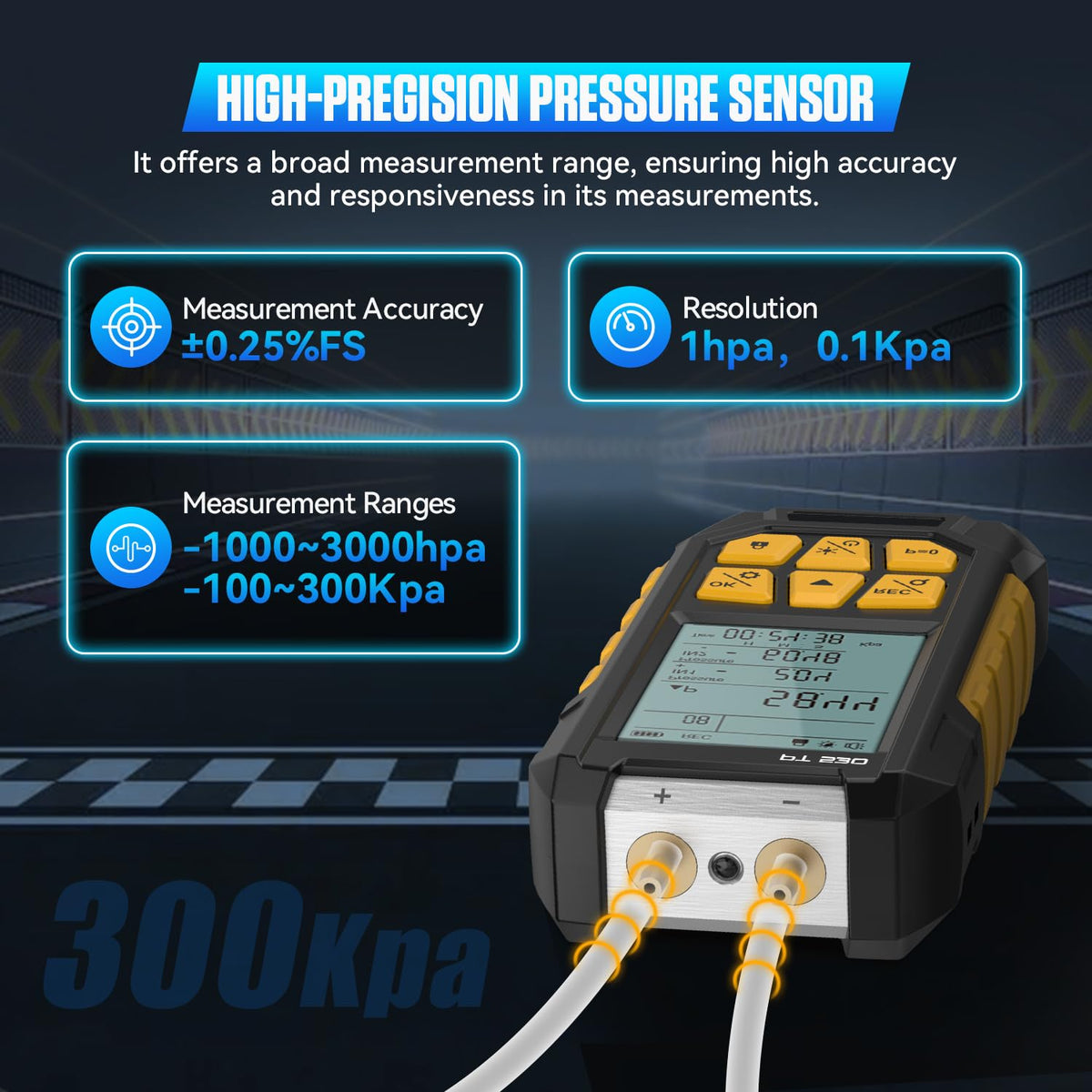PT530 Manometer Gas Pressure Tester Digital Manometer with Toolbox