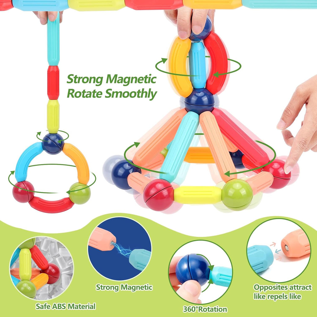 Magnetic Building Blocks for Toddlers: STEM Educational Toys for 3 4 5+ Years Old Kids - Magnetic Stick Montessori