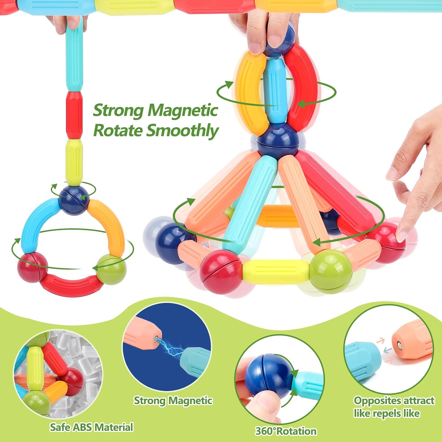 Magnetic Building Blocks for Toddlers: STEM Educational Toys for 3 4 5+ Years Old Kids - Magnetic Stick Montessori