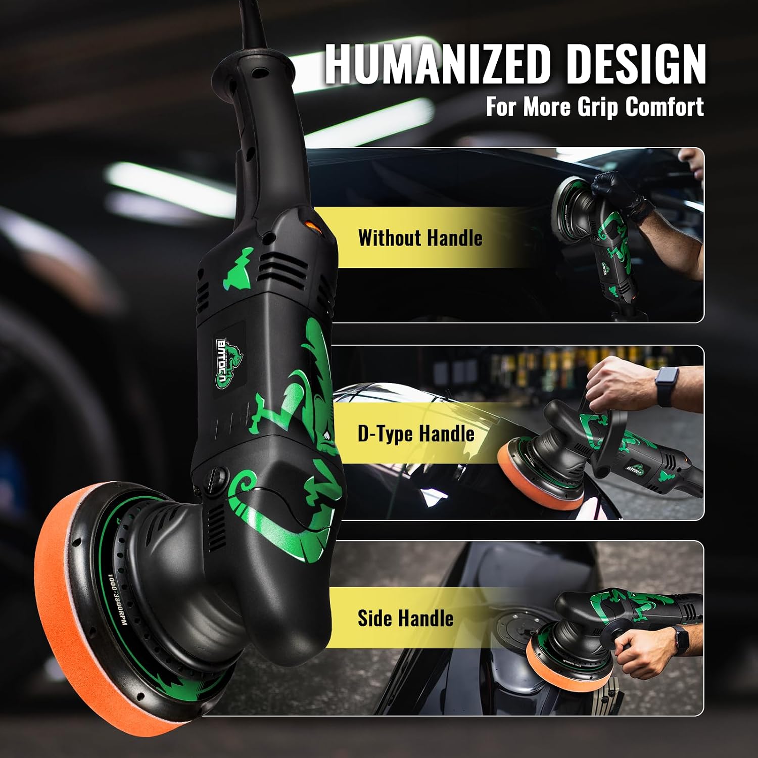 2026 New Dual Action Polisher, 15mm Random Orbital Car Buffer, 6 Variable Speeds (2500-5500RPM) 1100W DA Polisher