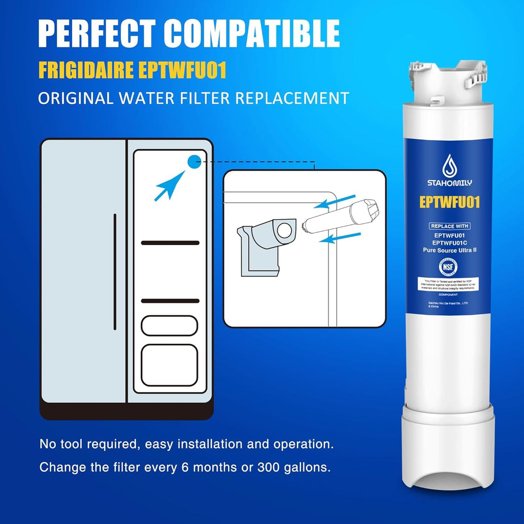 Replacement for Frigidaire EPTWFU01 Water Filter, 3 PACK