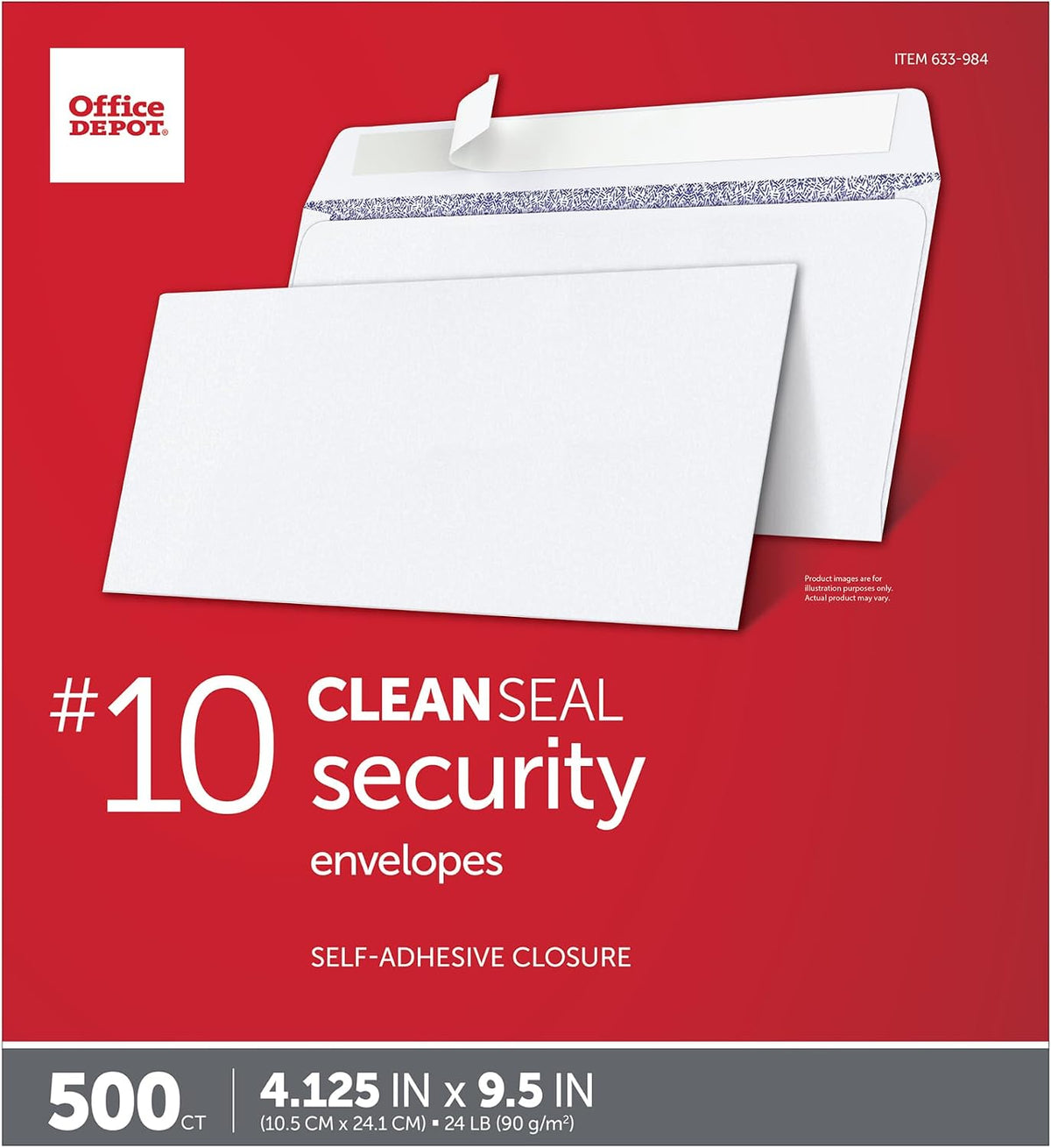 Clean Seal(TM) Security Envelopes, #10 (4 1/8in. x 9 1/2in.), White, Box Of 500, 12015