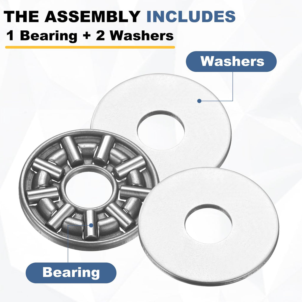 uxcell 20 Sets AXK0821 Thrust Needle Roller Bearings with Washers, ID 8mm