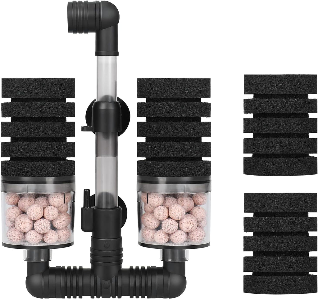 Aquarium Air Powered Sponge Filter with Ceramic Media Balls