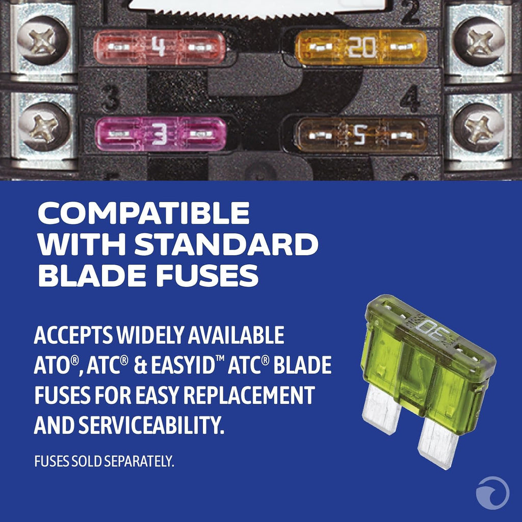 Blue Sea Systems ST Blade Split Bus Fuse Block, 12 Circuits with Cover