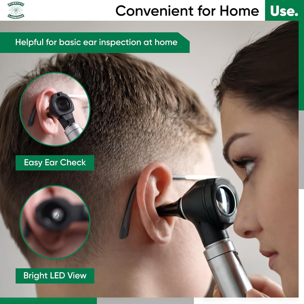 Otoscope - Ear Scope with Light, Ear Infection Detector, Pocket Size (Black)