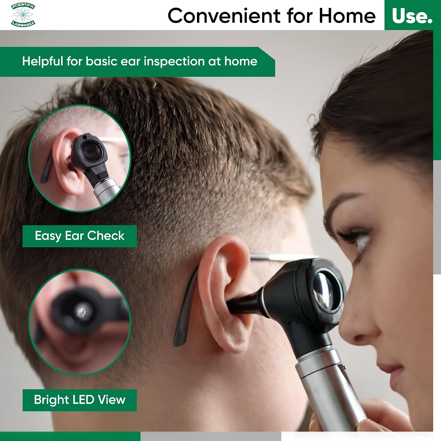 Otoscope - Ear Scope with Light, Ear Infection Detector, Pocket Size (Black)