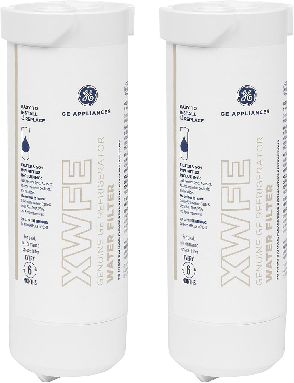 GE XWFE Refrigerator Water Filter, Genuine Filter, Guaranteed Fit, 2-pack