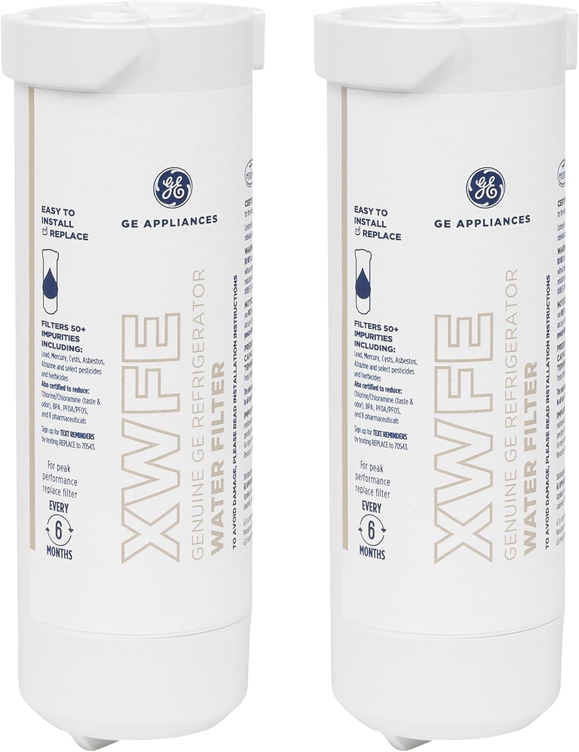 GE XWFE Refrigerator Water Filter, Genuine Filter, Guaranteed Fit, 2-pack