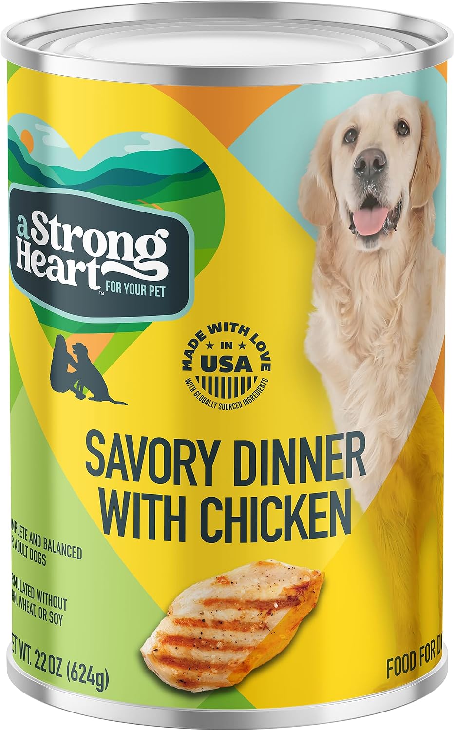 A Strong Heart Savory Chicken Dinner Loaf Dog Food, 22oz, 12pk