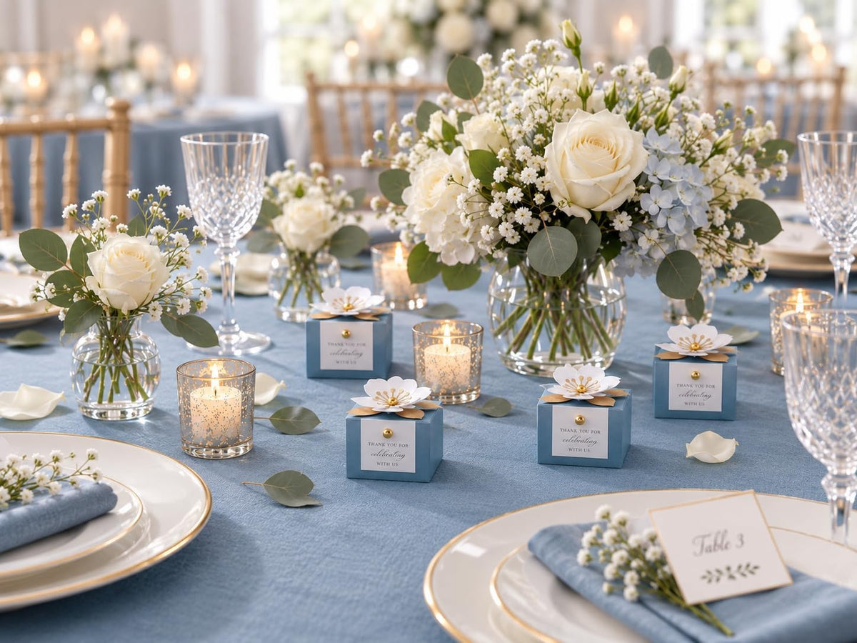 20 PCS Small Favor Boxes, Dusty Blue Candy Boxes 2.55x2.55x1.77