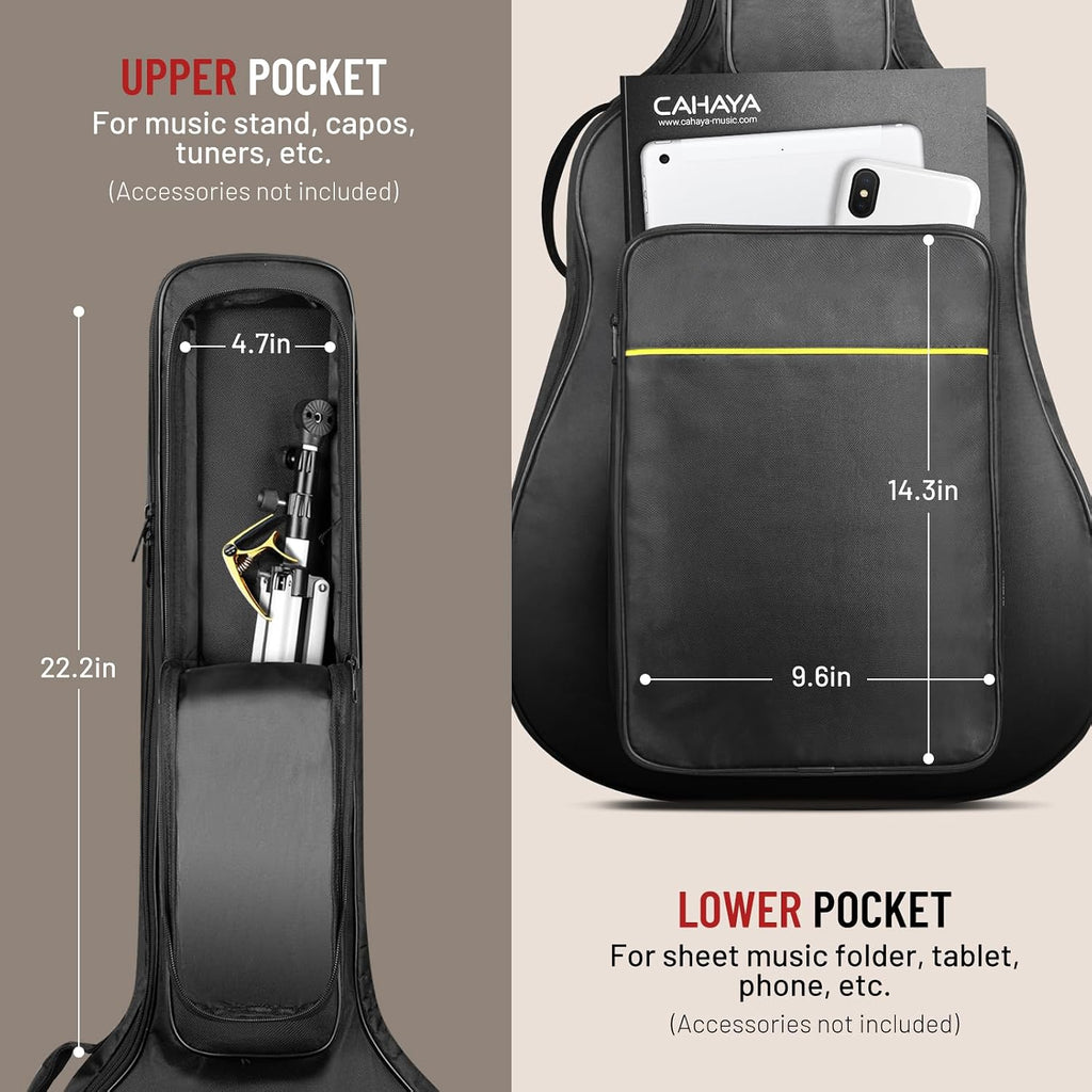 Acoustic Guitar Case Soft Padded Gig Bag Water-Resistant 41 in | 0.3 In Thick Soft Padded Guitar Backpack with Back