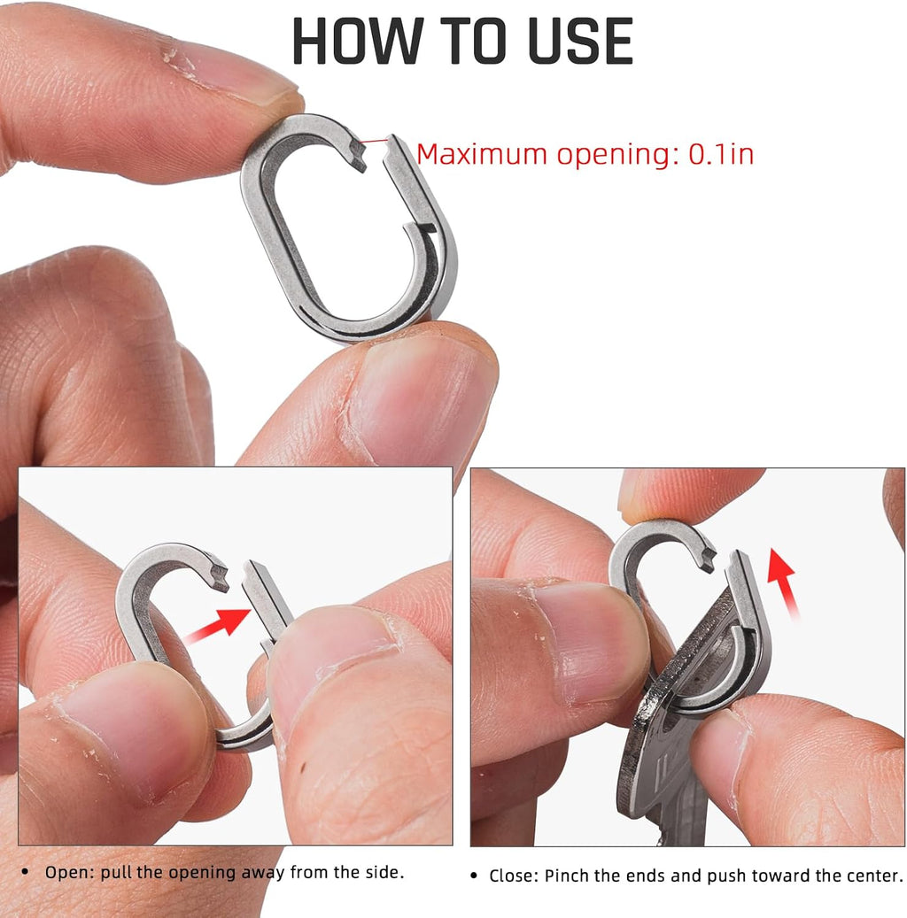 Titanium Key Ring Clip, Small Carabiner Keychain,Mini Snap Keyring