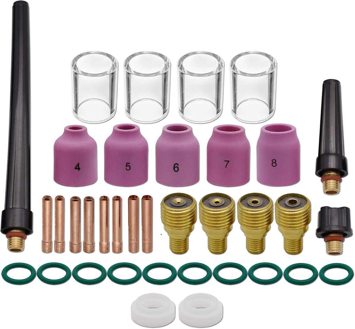 36pcs TIG Gas Lens Consumable Kit Fit WP 9 20 TIG Welding Torch