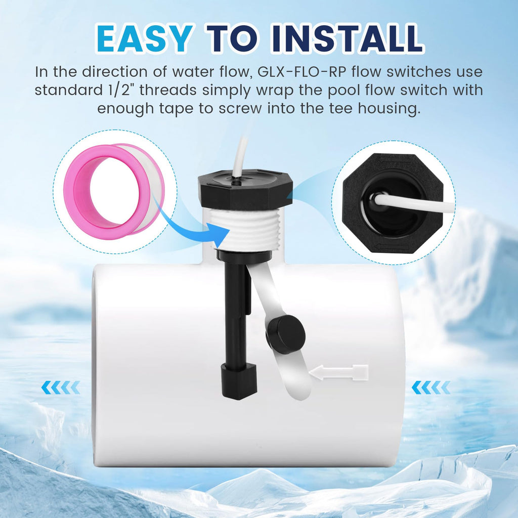 Glx-Flo-Rp Flow Switch for Hayward Salt System & Salt Cell, Metal White