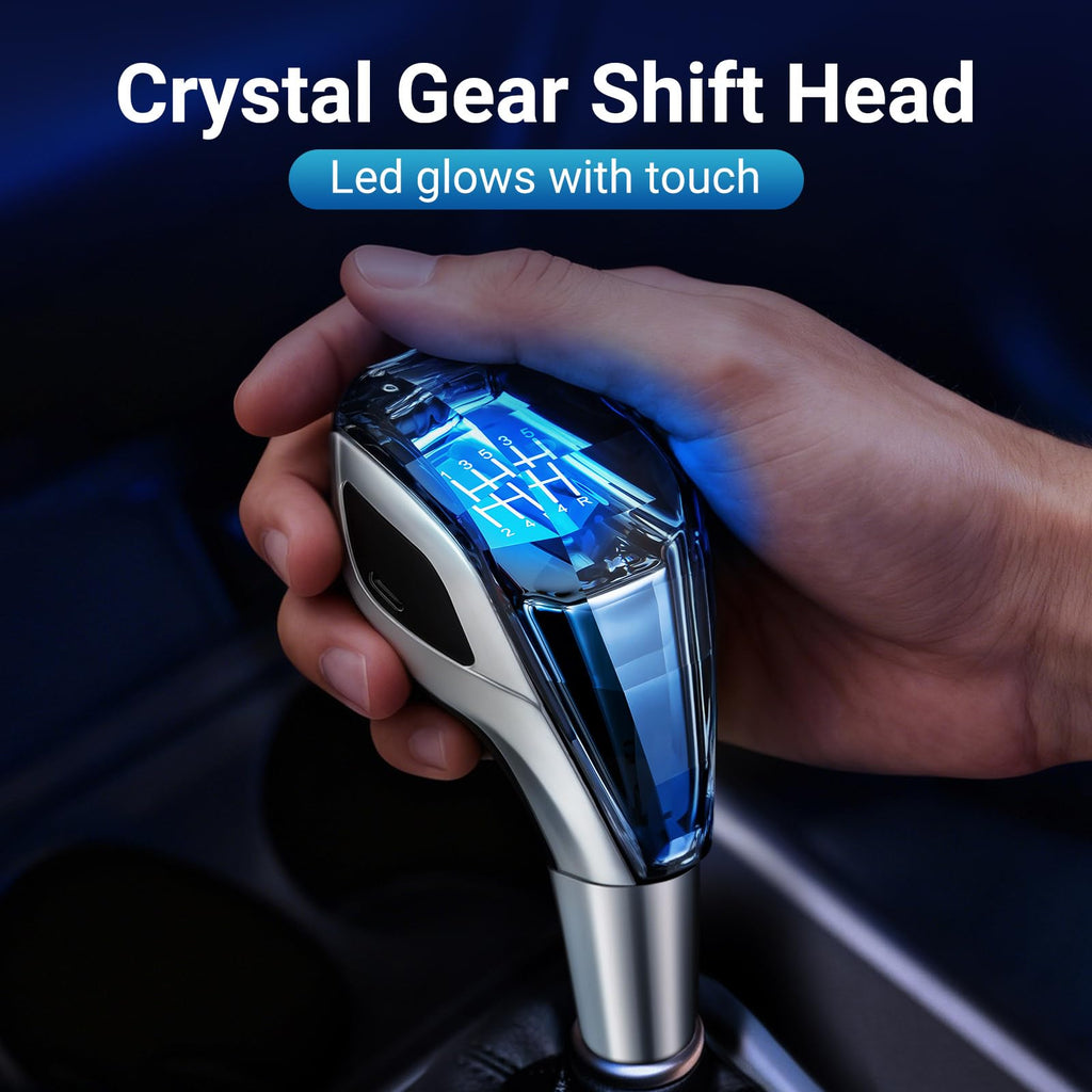 Crystal Shift knobs， Button LED Touch-Activated Illuminated Gearbox Shift Lever Compatible with Lexus Toyota Mazda