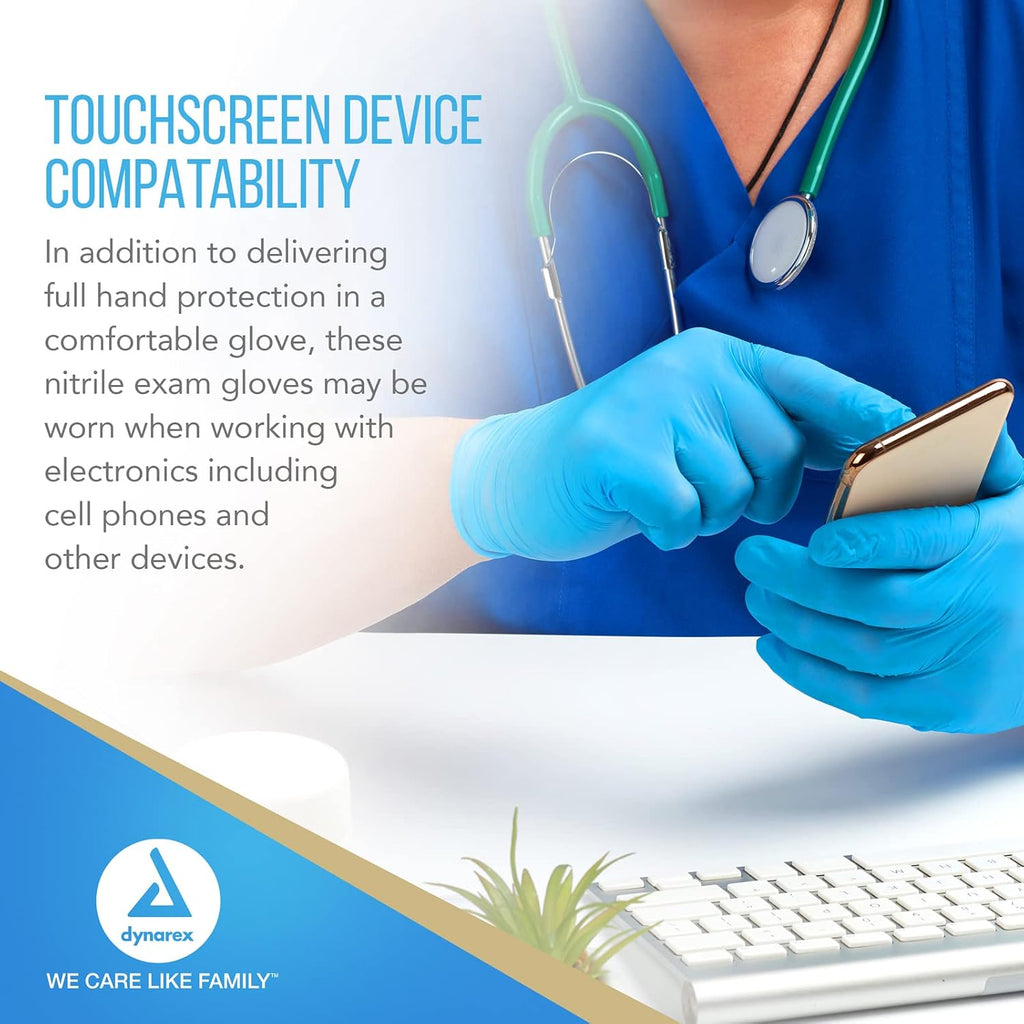 Safe-Touch Disposable Nitrile Exam Gloves, Powder-Free, Latex-Free, Touchscreen Friendly, Blue, Extra-Large, 1 Case