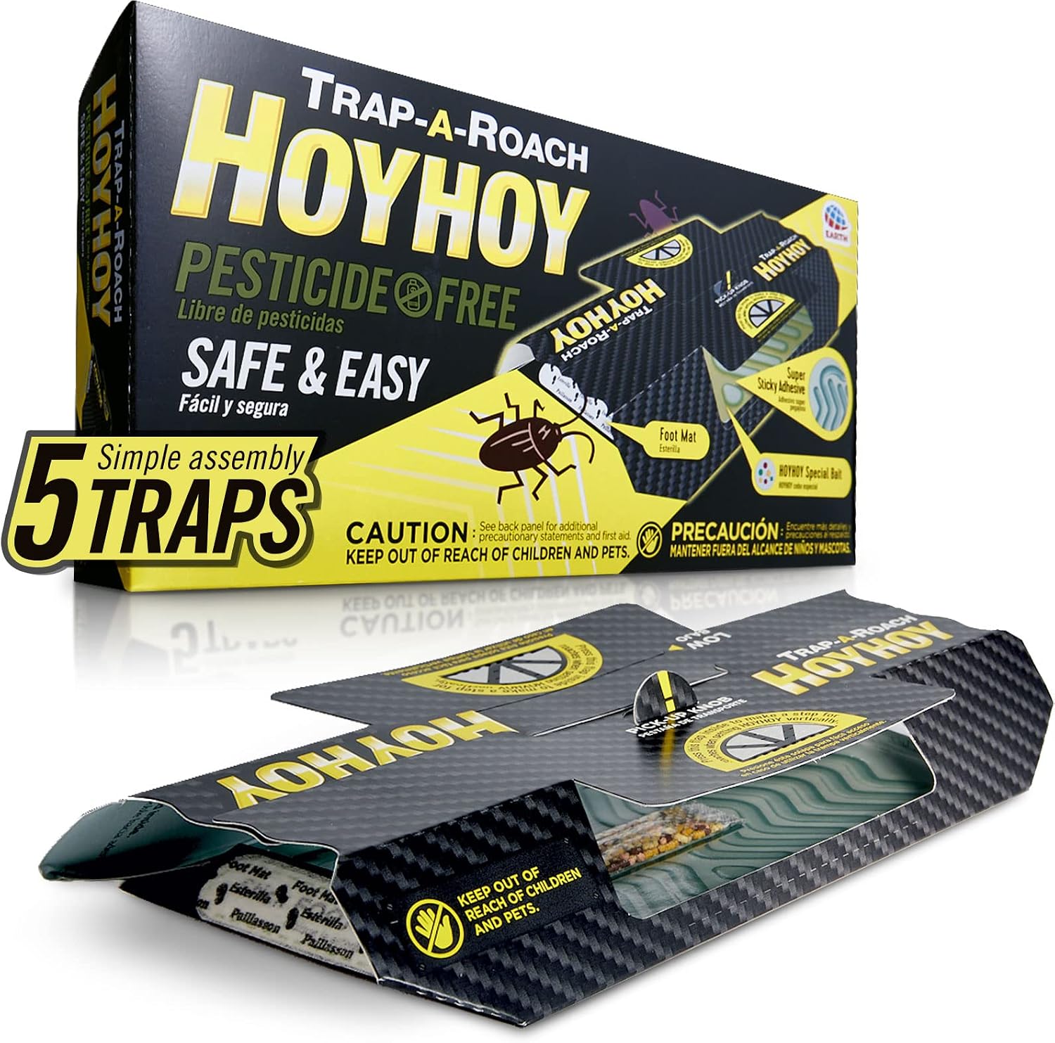 Trap A Roach - Bait Glue Traps, Great for Home with Kids & Pets Indoor, Sticky Pest Control Trap, Roach Killer, Made