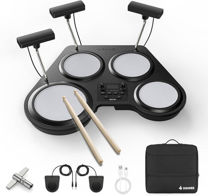 Beat Go Electronic Drum Set, Portable Electric Drum Kit with Training Lessons for Beginners, Compact Table Drum with