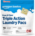Laundry Detergent Pacs, Free & Clear, Powerful Triple Action, Hypoallergenic, Unscented, 112 Count