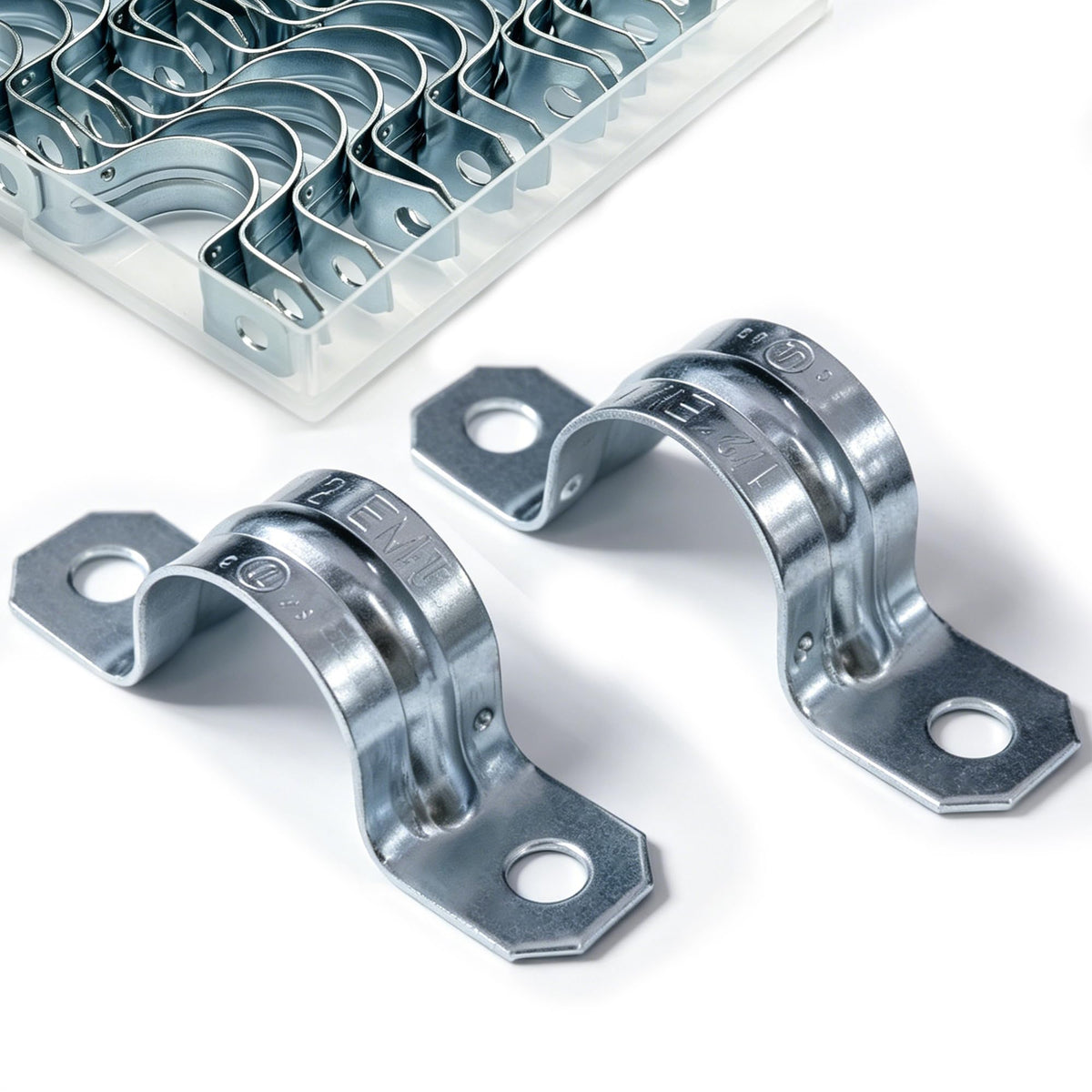 1/2 Inch Two Hole EMT Conduit Clamp, Pipe Strap U Bracket 25 Pack