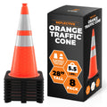 28 Inch Orange Traffic Cones with 6" & 4" Collars, 8-Pack