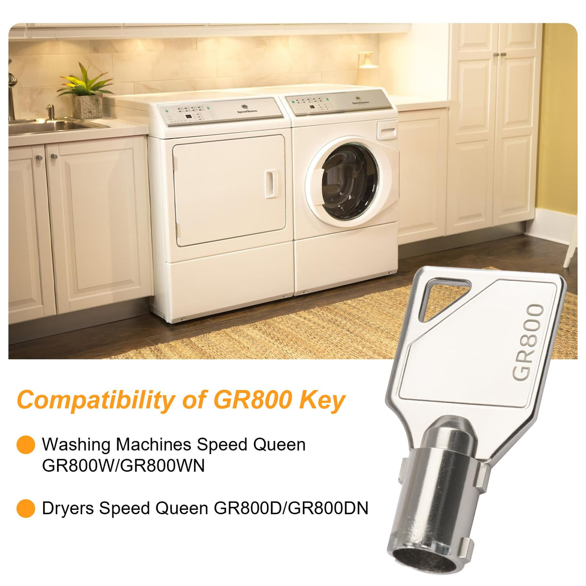 Washer and Dryer Machine Key GR800 Replacement for Speed Queen Laundry