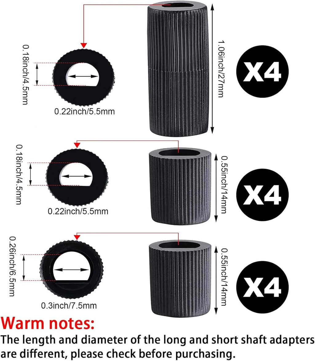 4 Stove Knobs Replacement with 12 Adapters for Oven Range,Black | Universal Fit Adapters for Gas Electric Range