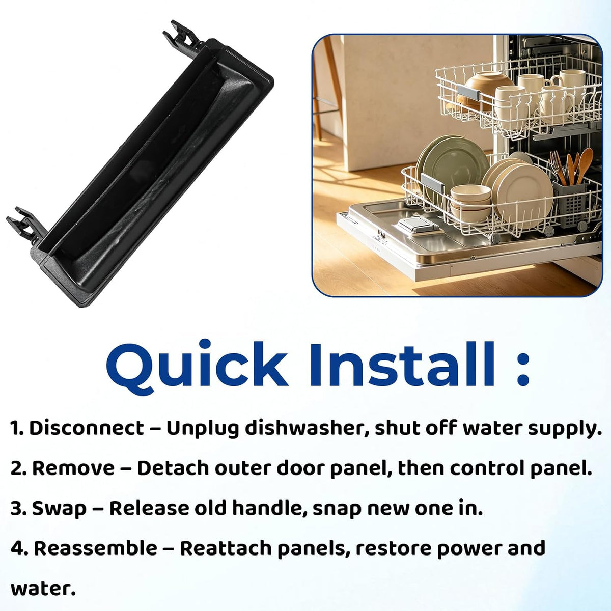 WP8269117 Dishwasher Door Latch Handle Fit for Whirlpool KitchenAid Maytag