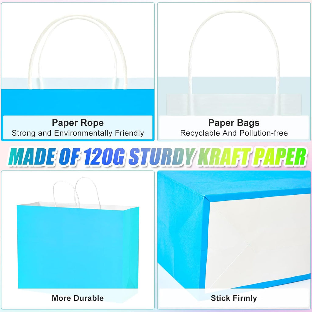 30 Pack 16 x 12 x 6 Inch Large Multicolor Paper Bags with Handles