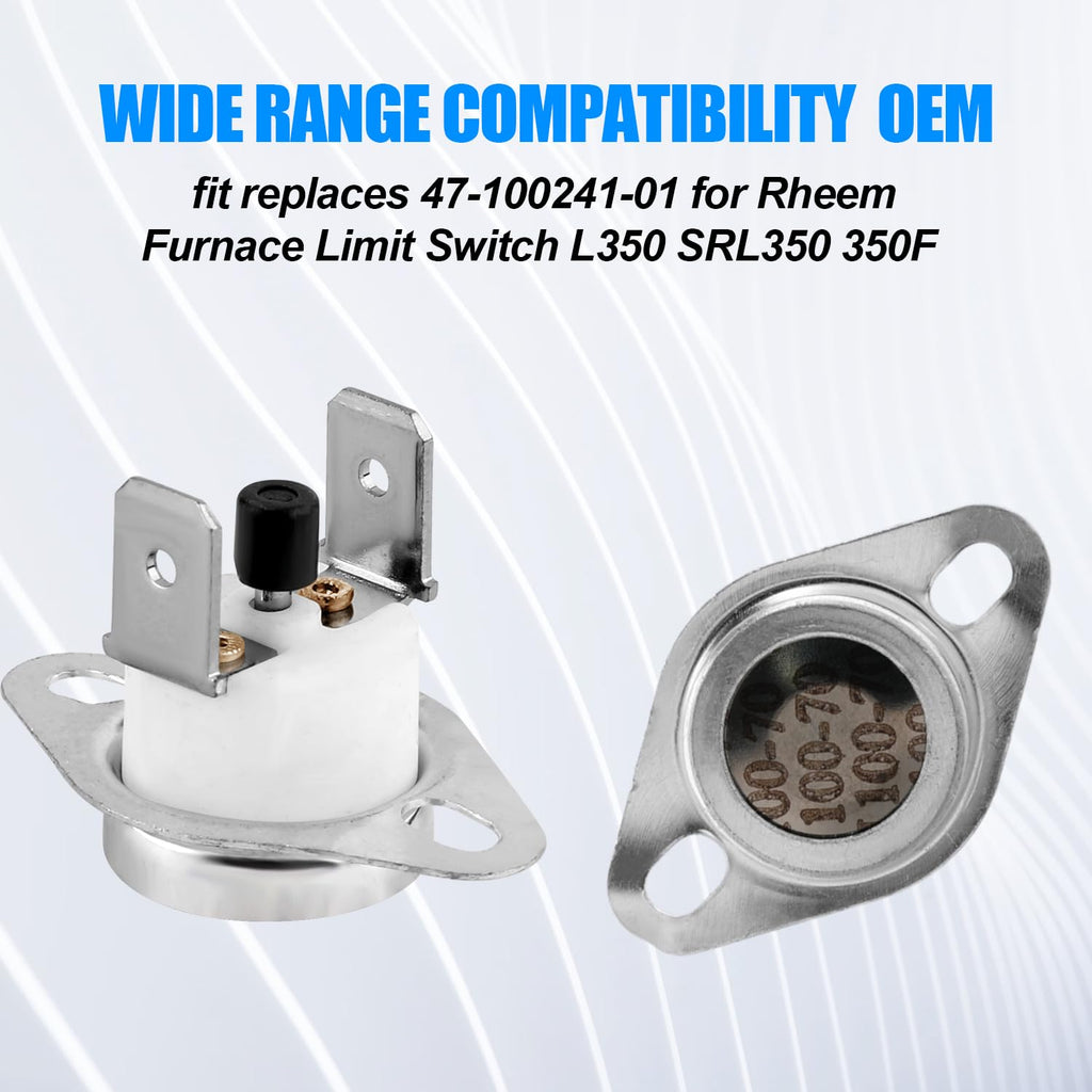 2pcs Limit Switch Replacement, High Temperature Resistant 47-22861-01 Roll-Out Furnace Limit Switch Compatible with Rheem L350 SRL350 350F Manual Reset Universal Oven Thermostat Parts