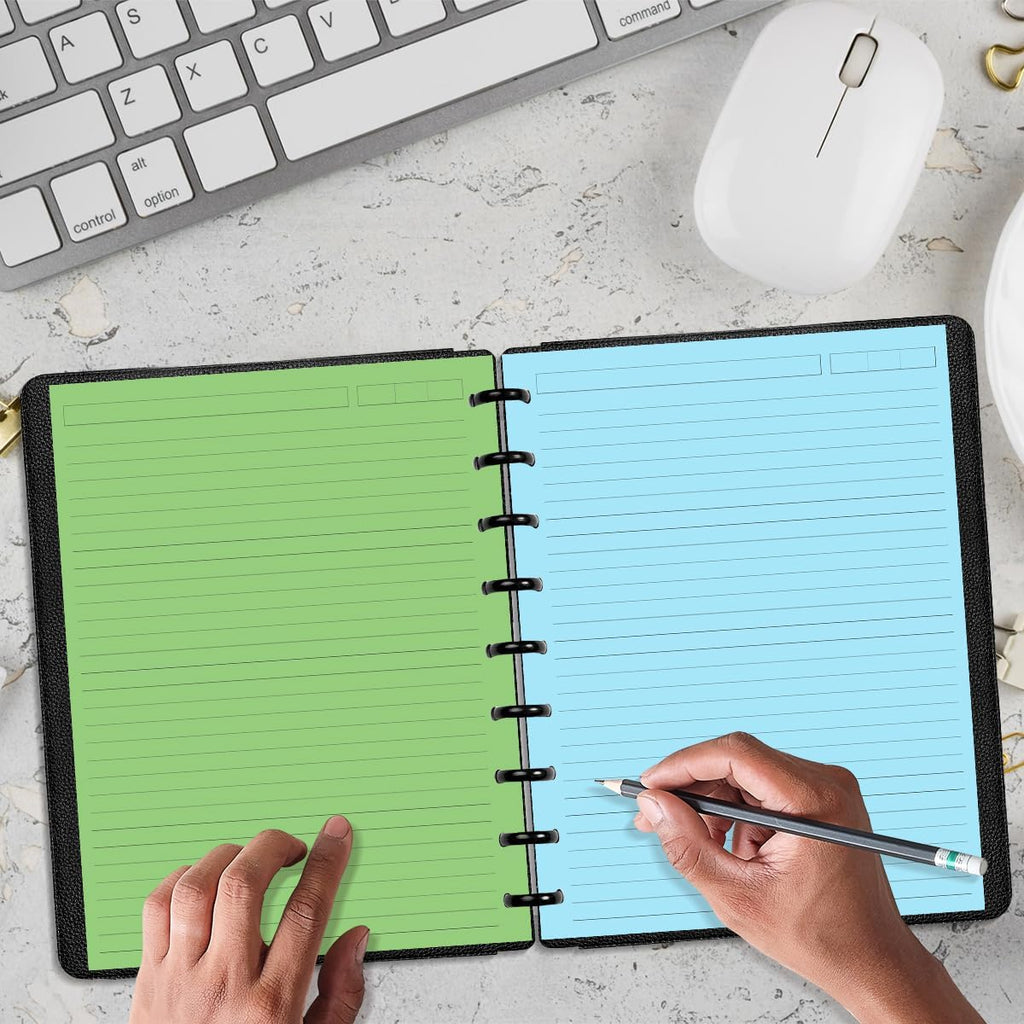 9-Disc Discbound 5 Colorful Line Paper Pre-punched Happy Planners Inserts, 100Sheets/200Pages Classic Size Line