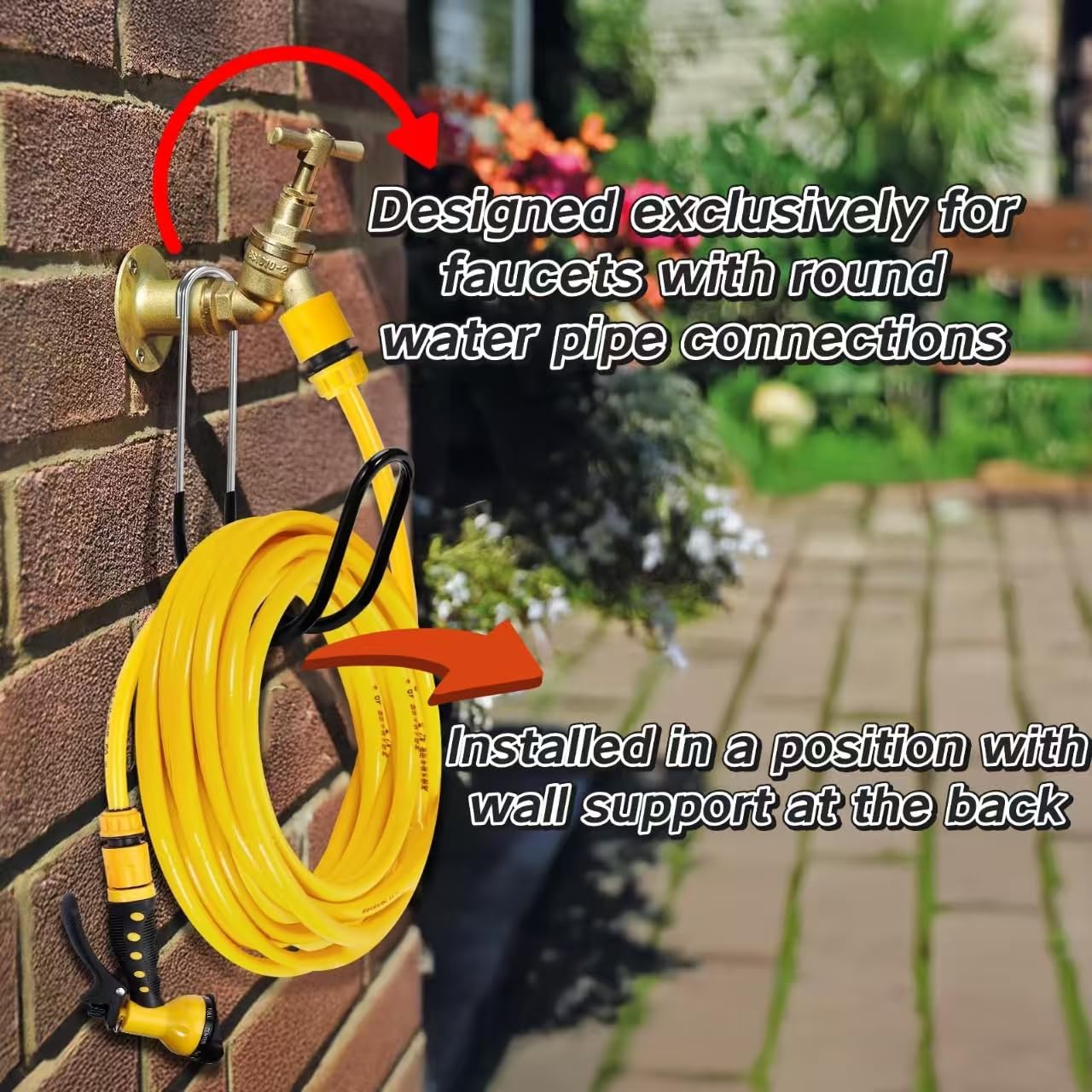 Garden Hose Holder Water Hose Hanger Wall Mounted,304Stainless Steel Solid Hose Hook Holds Up to 50Ft Garden Hose